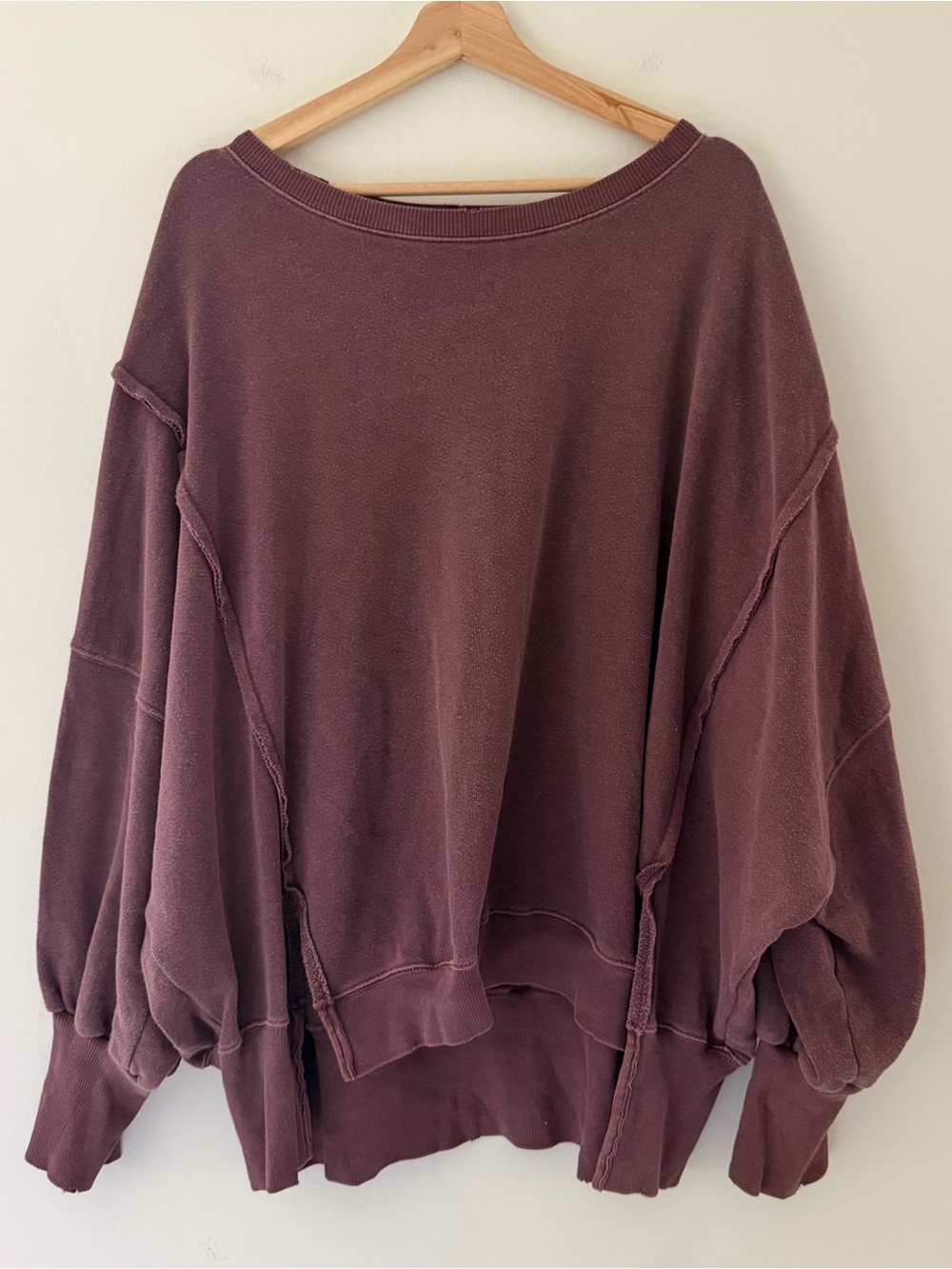 We The Free Camden Sweatshirt Plum Wine Oversized Relaxed Slouchy Size Mesium